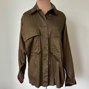 Laurel Vintage West Germany Cotton Brown Button Down Cargo Pocket Shirt Sz 38/8
